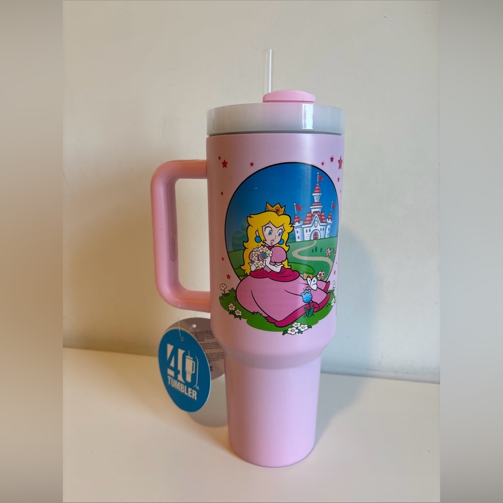 👑 Super Mario Princess Peach 40oz Tumbler – Official New With Tag 🎀